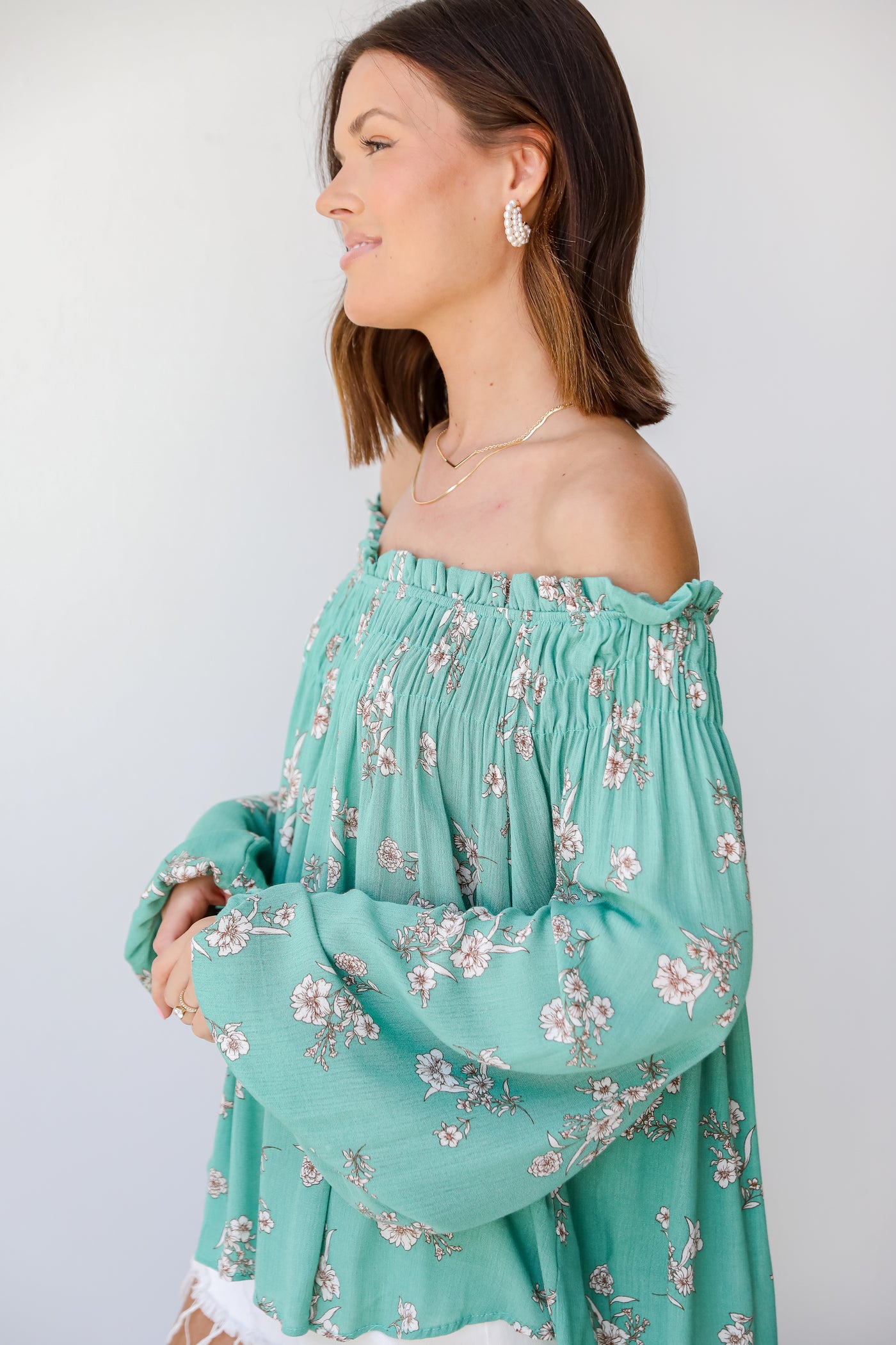 Floral Blouse in green side view