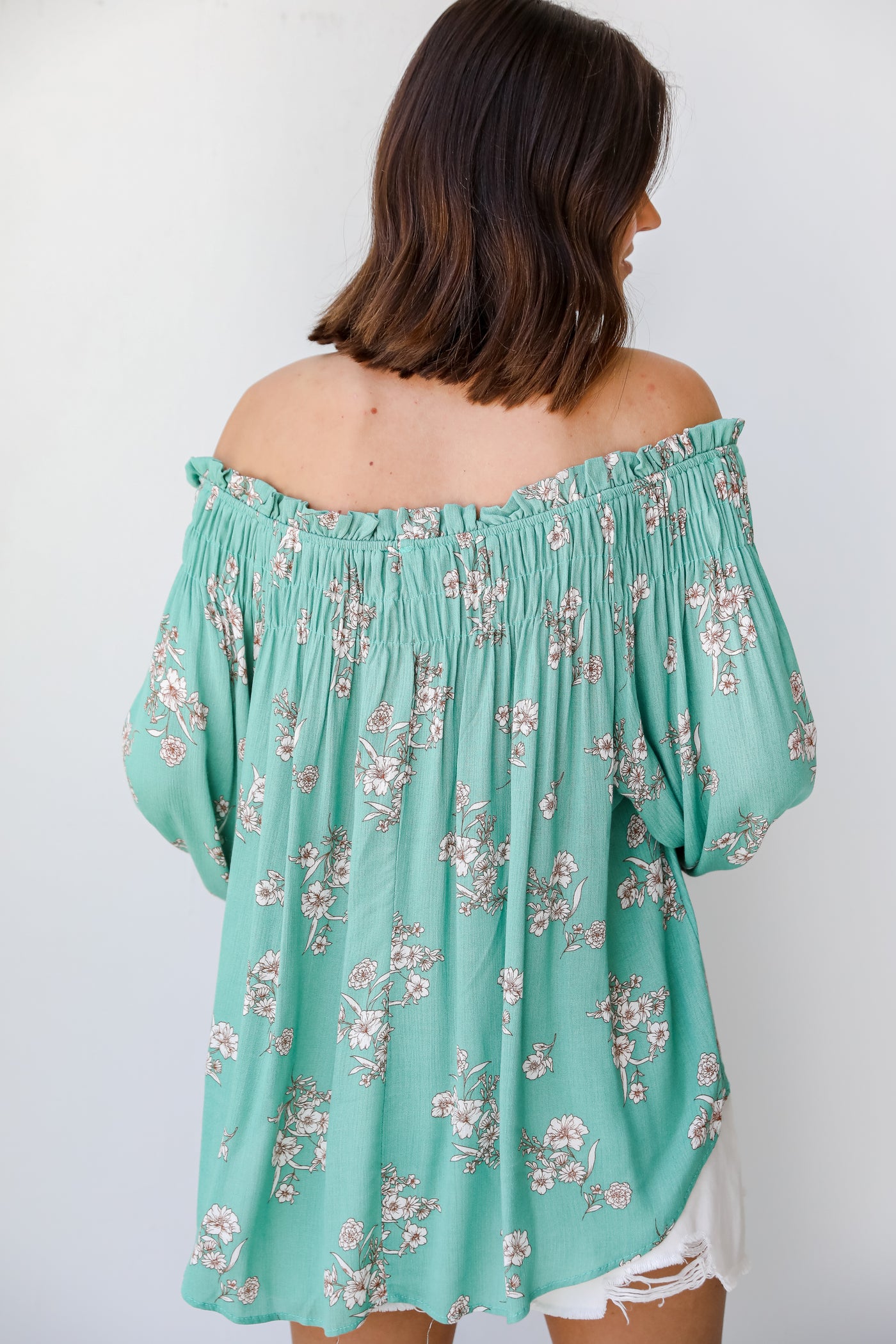 Floral Blouse in green back view