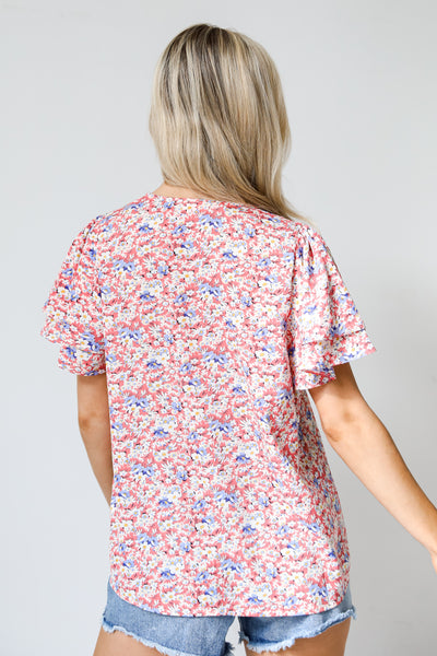 pink Floral Blouse back view