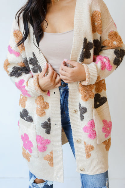 Flower Sweater Cardigan front view