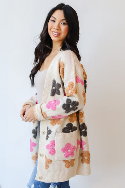 Flower Sweater Cardigan side view