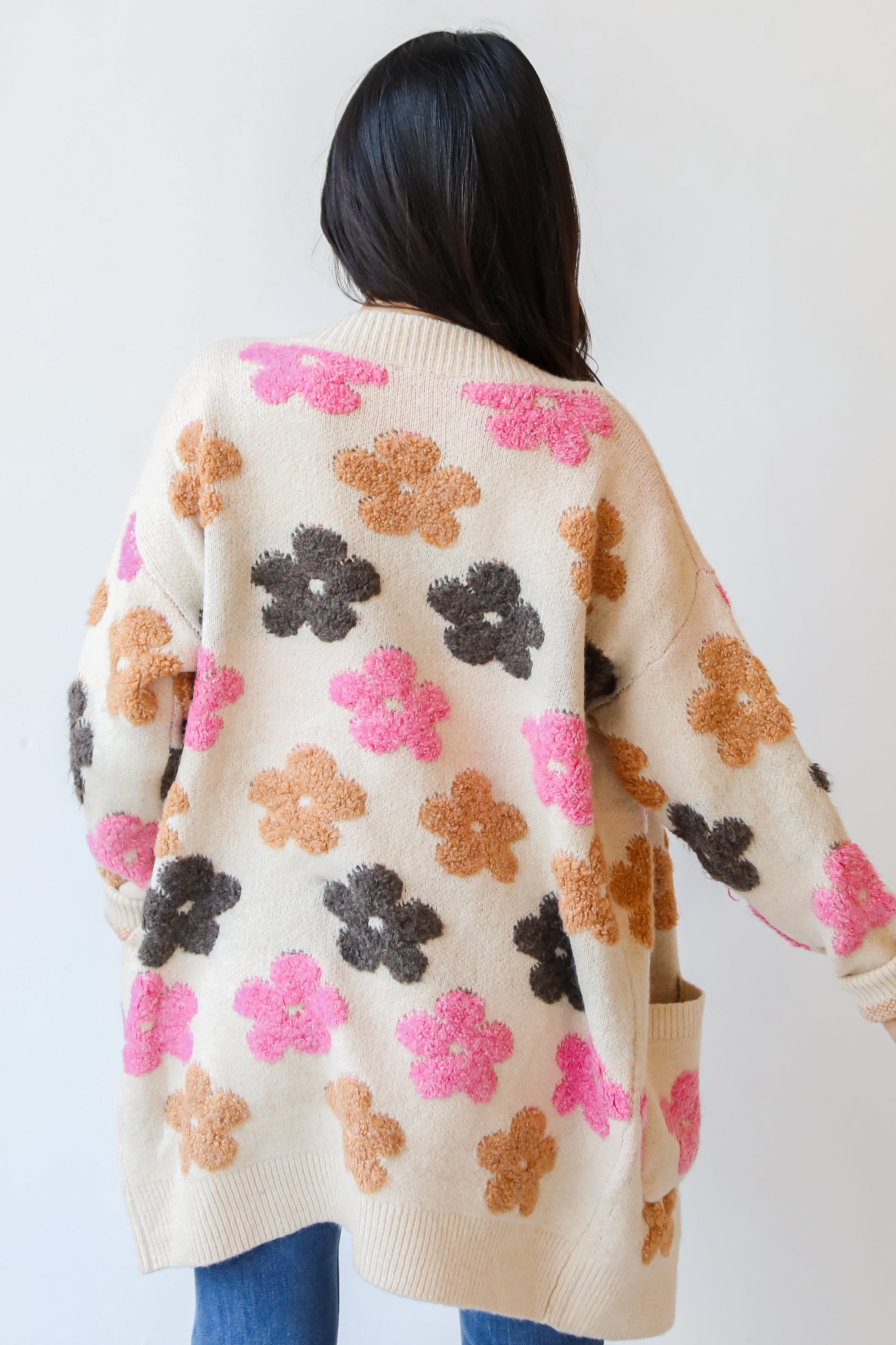 Flower Sweater Cardigan back view