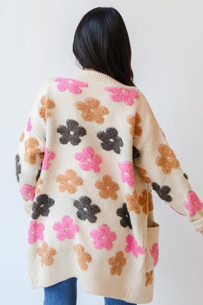Flower Sweater Cardigan back view