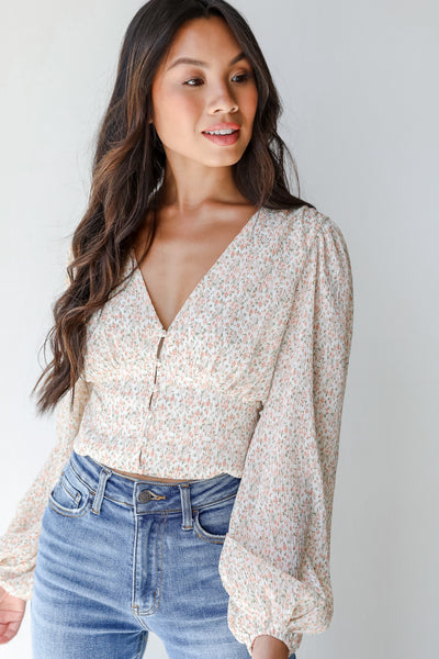 Floral Cropped Blouse front view