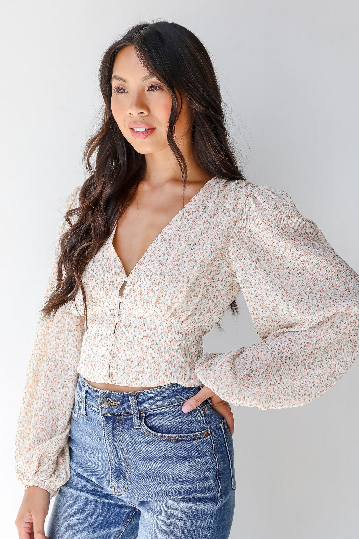 Floral Cropped Blouse side view