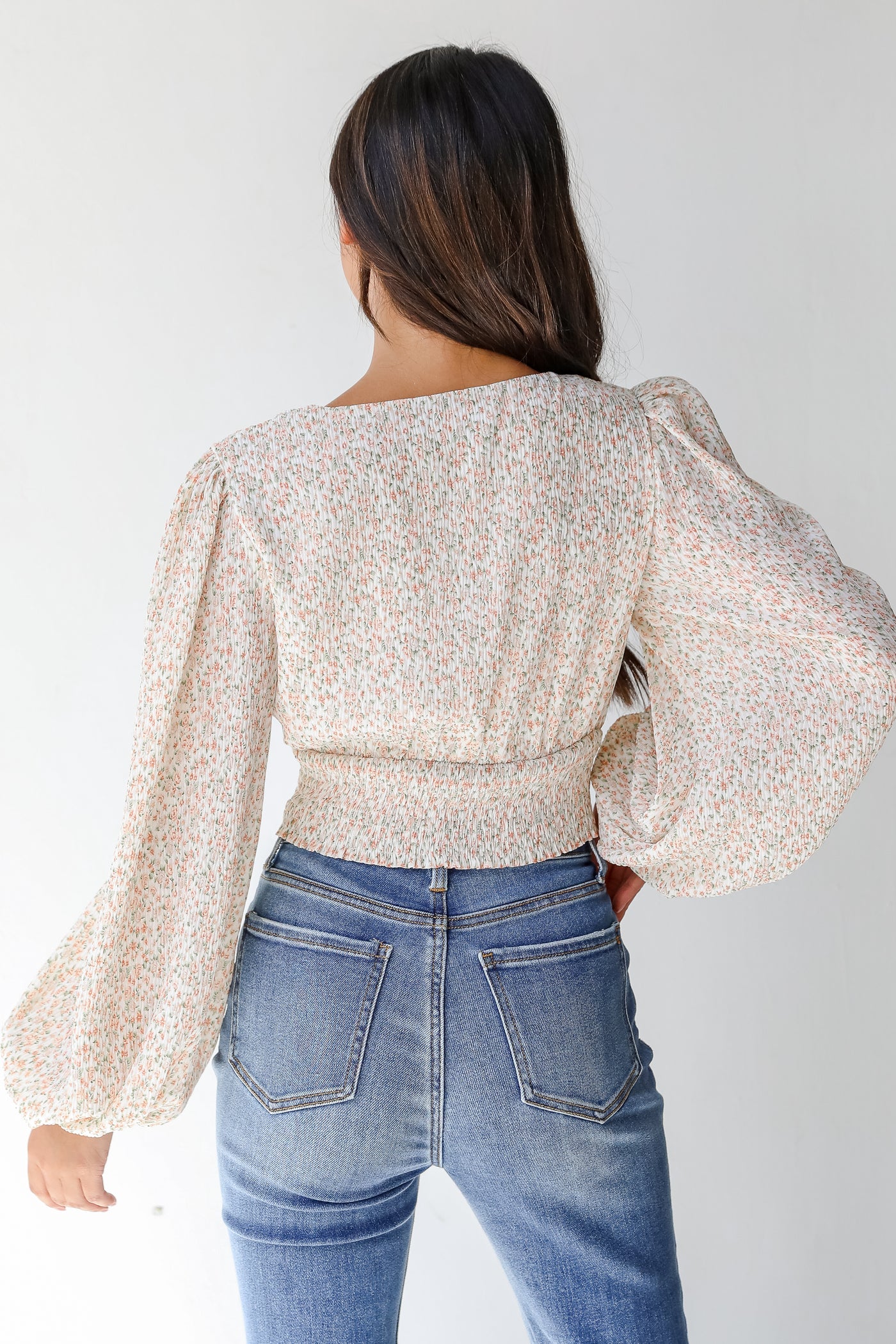Floral Cropped Blouse back view