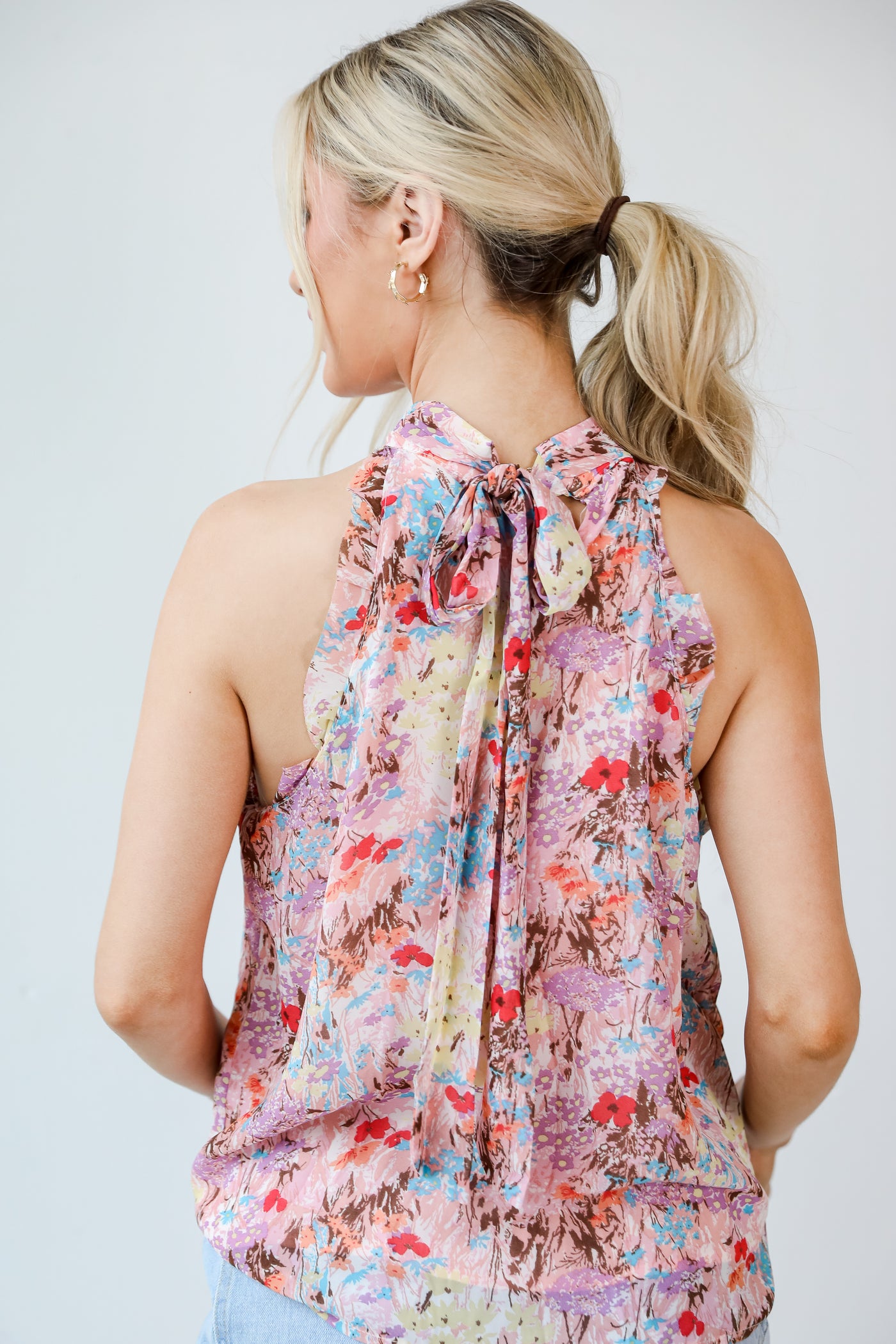 Floral Sleeveless Blouse back view