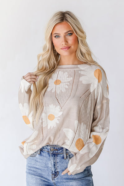 Sweater in taupe front view