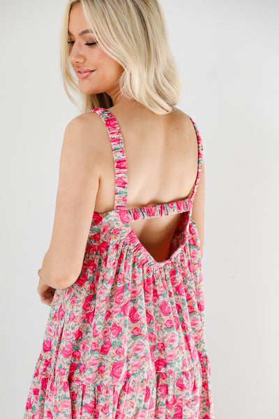 Tiered Floral Maxi Dress back view close up