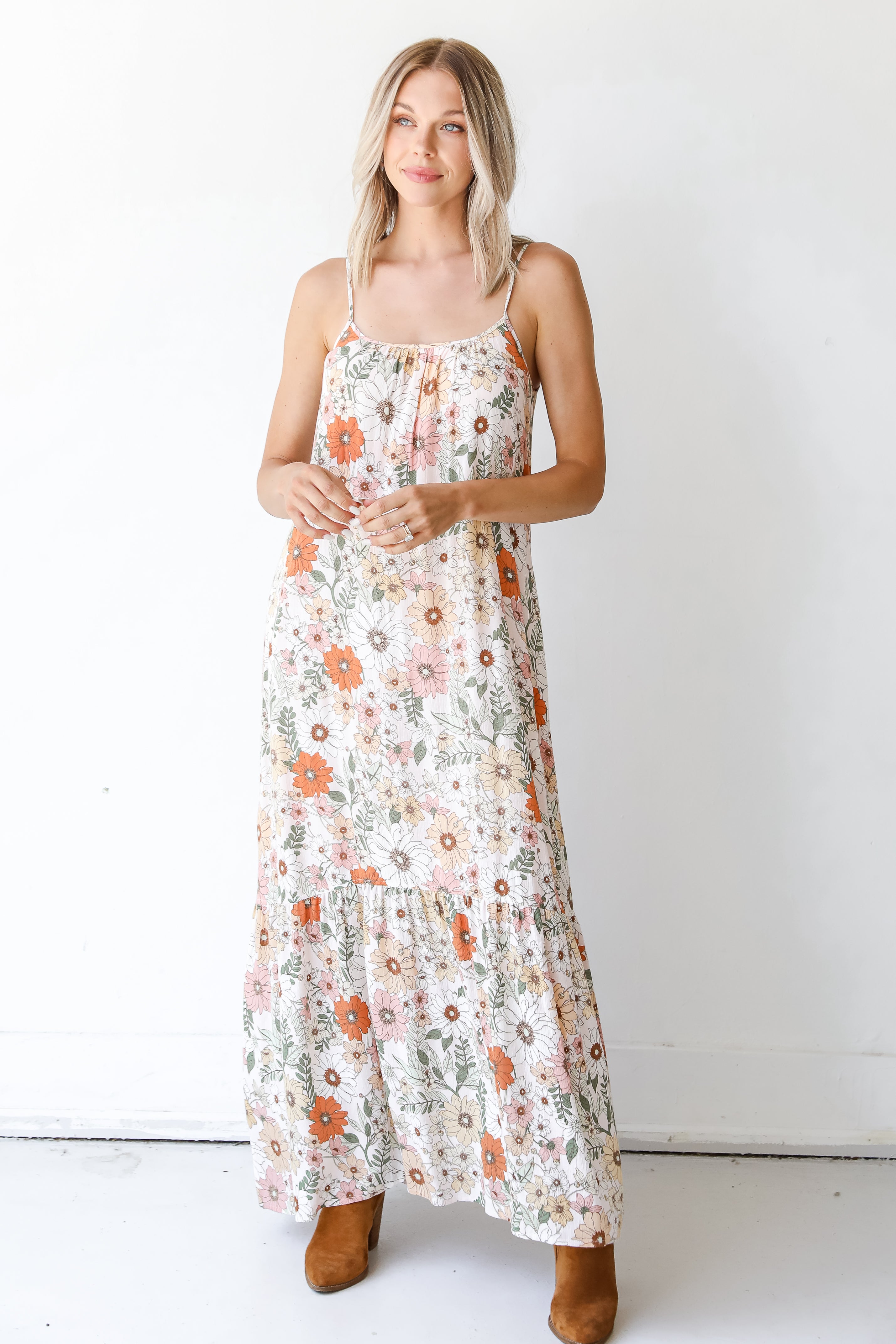 ivory Floral Maxi Dress