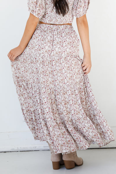 Floral Tiered Maxi Skirt back view