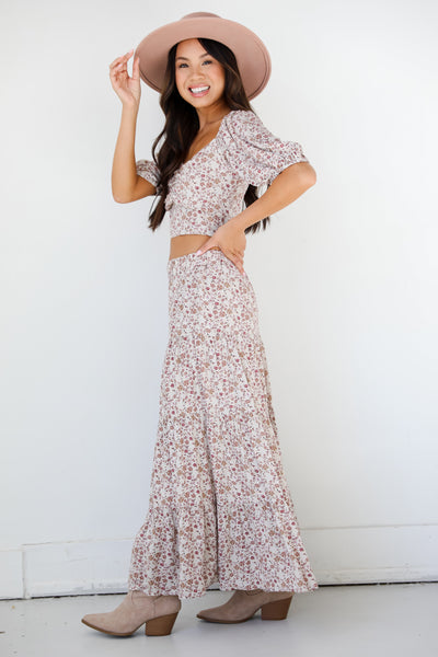 Floral Tiered Maxi Skirt side view