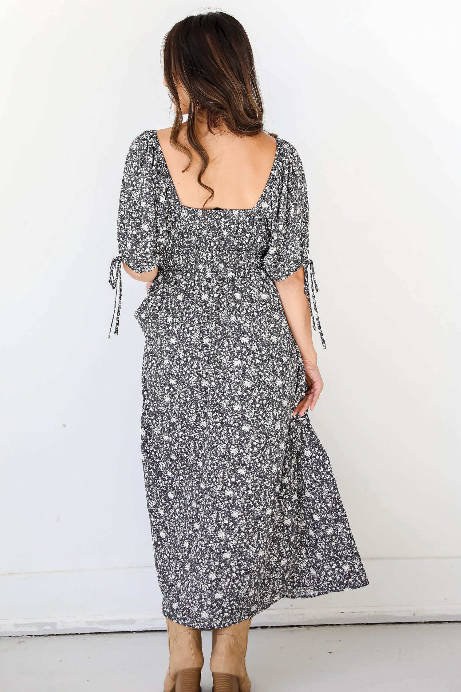 Floral Midi Dress back view