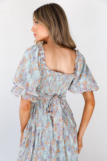 Floral Midi Dress back view close up