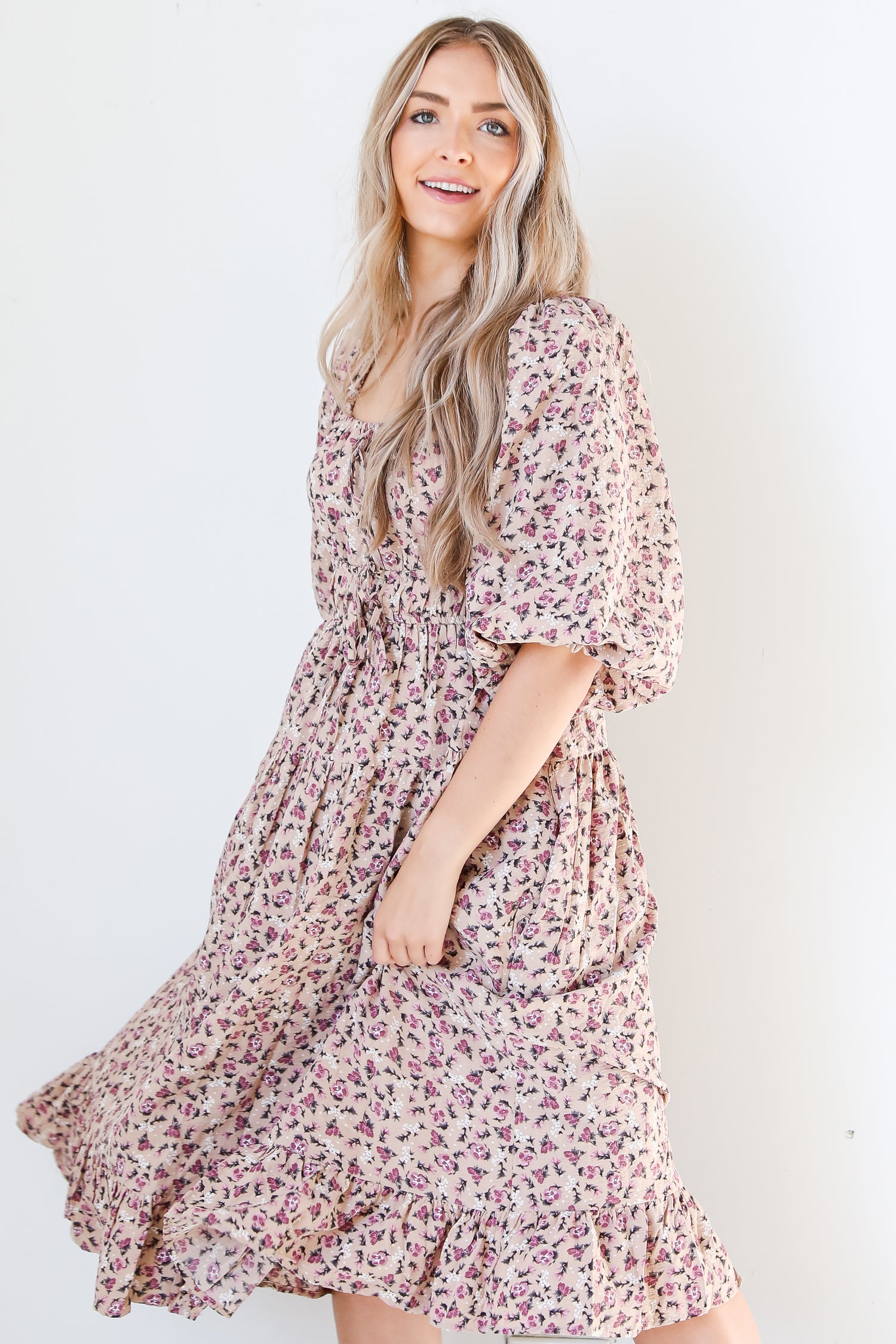 Floral Midi Dress on model