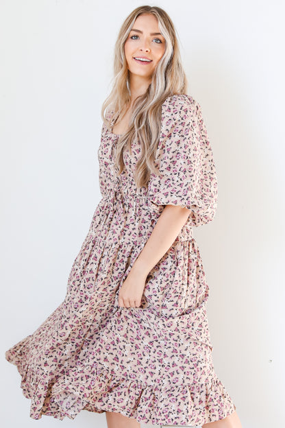 Floral Midi Dress on model