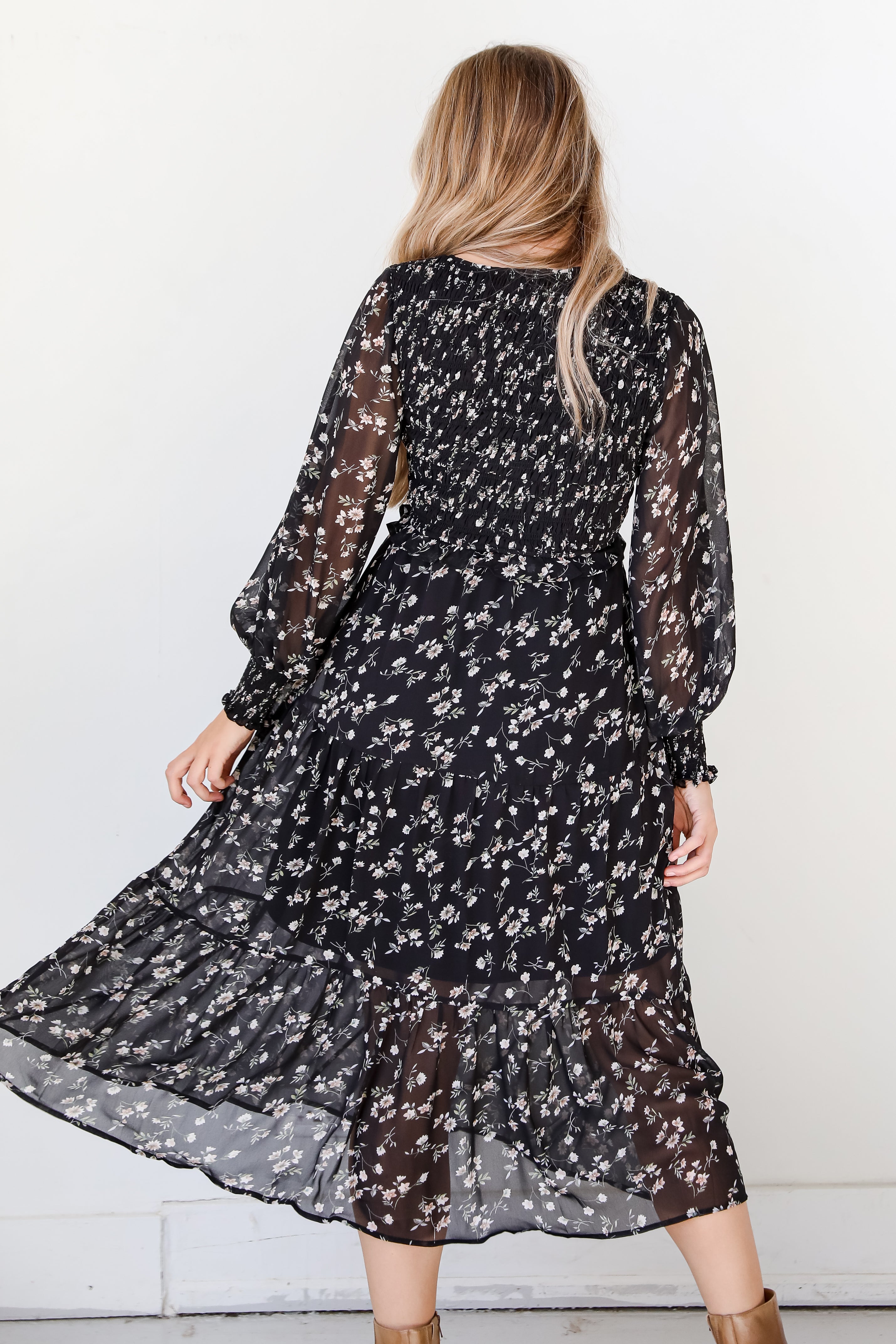 Floral Midi Dress back view