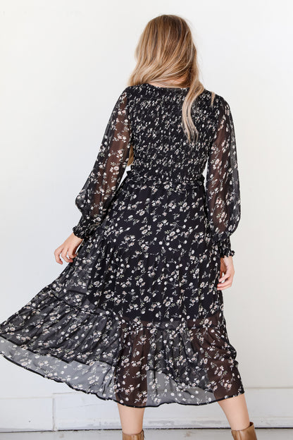 Floral Midi Dress back view