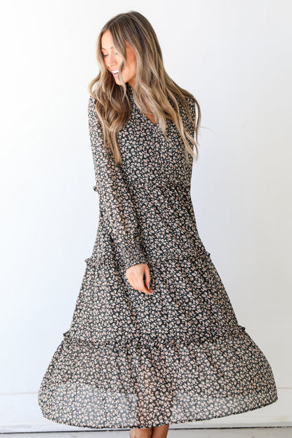 Floral Midi Dress on dress up model