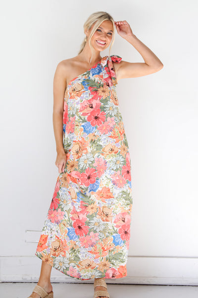 Floral One-Shoulder Maxi Dress