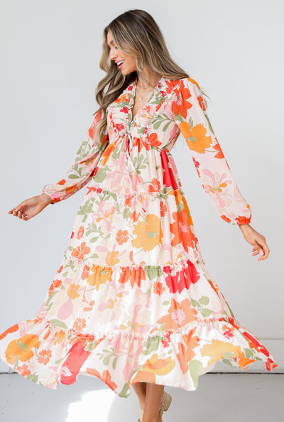 Floral Maxi Dress on dress up model