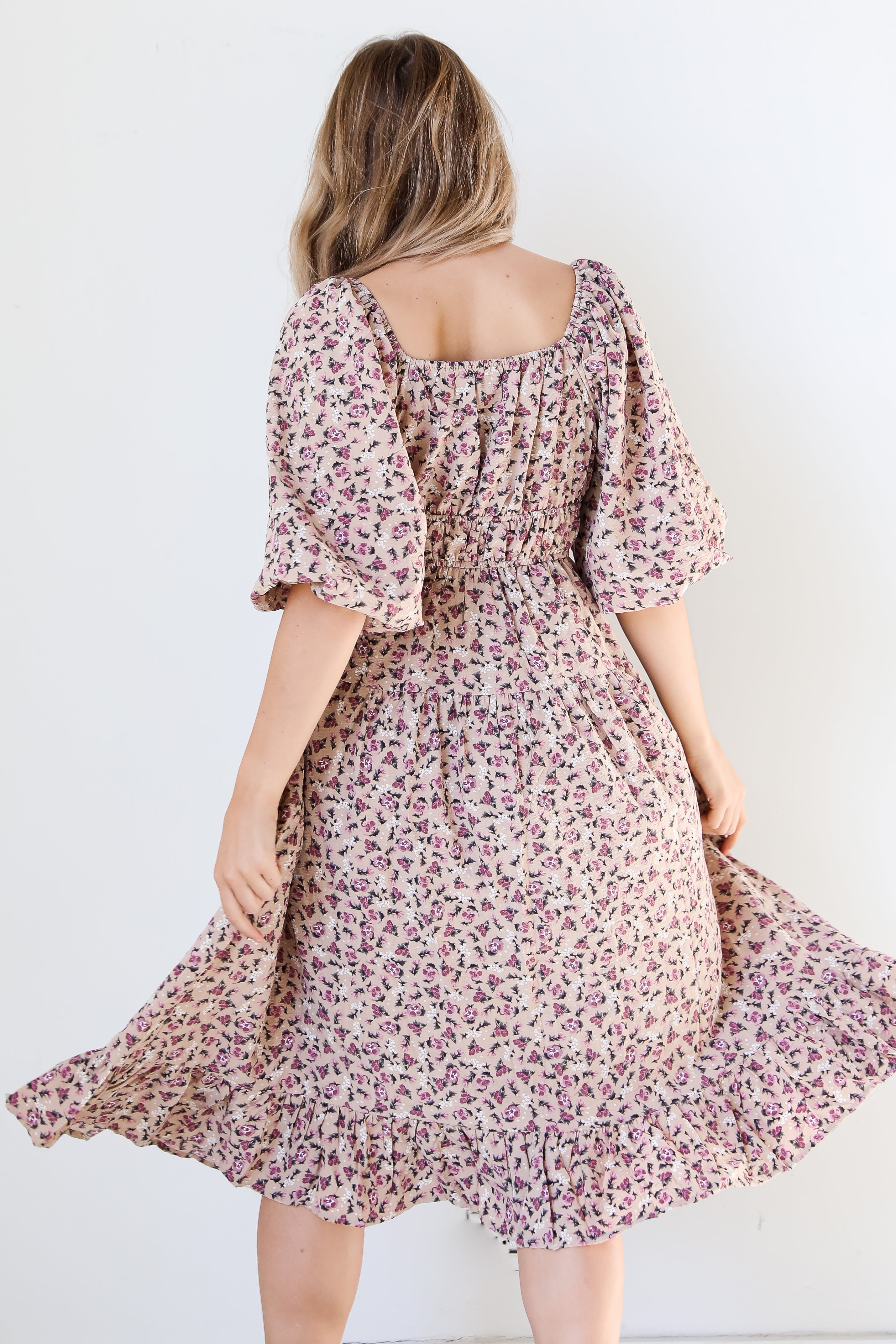 Floral Midi Dress back view