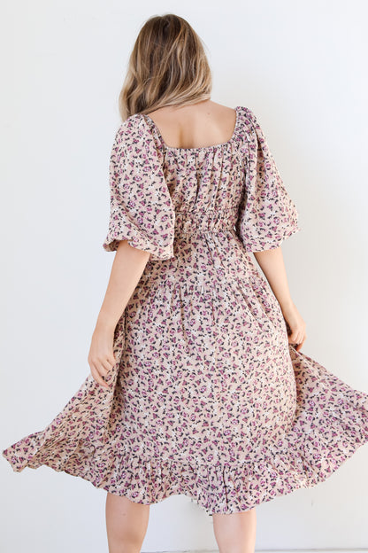 Floral Midi Dress back view