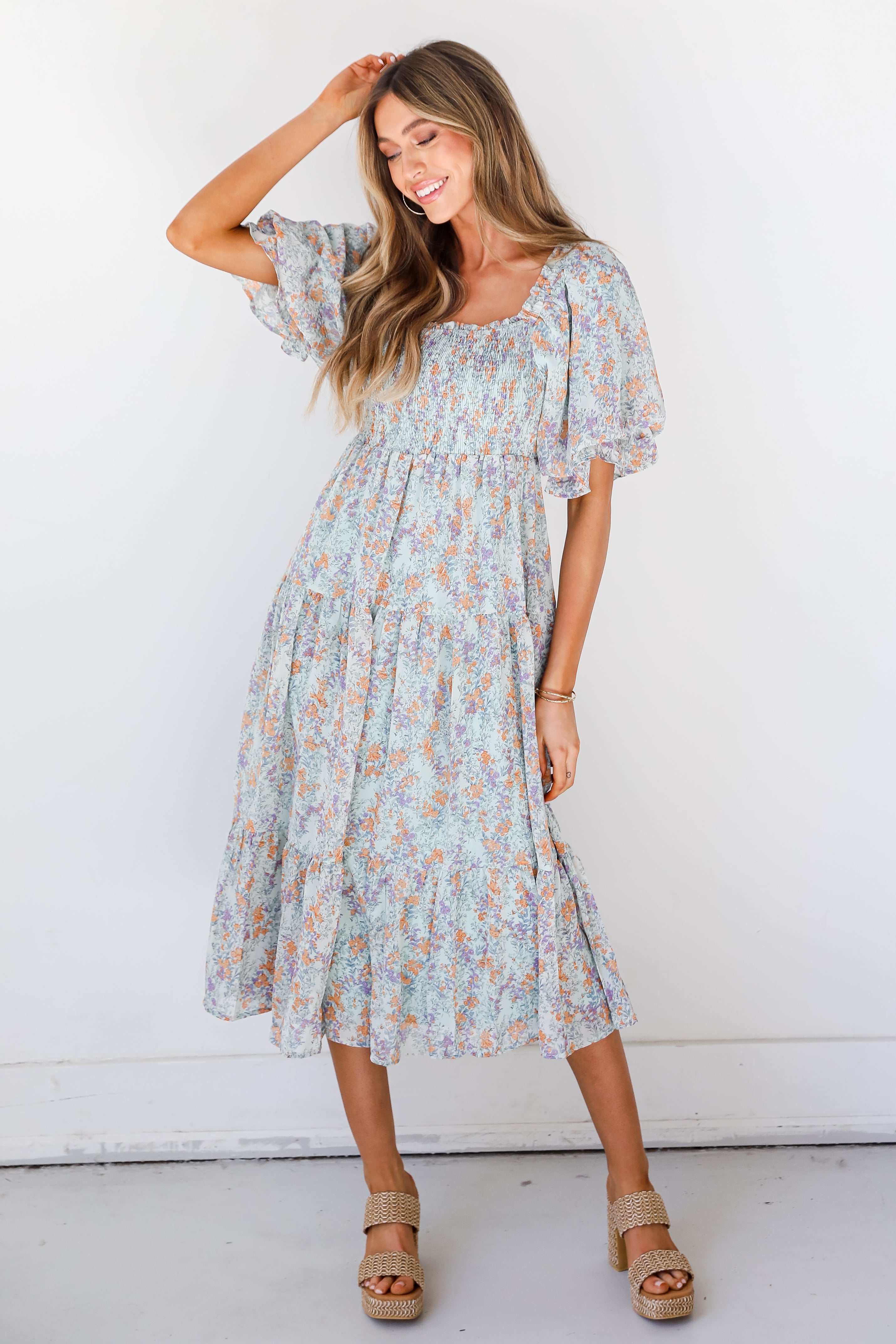 Floral Midi Dress front view