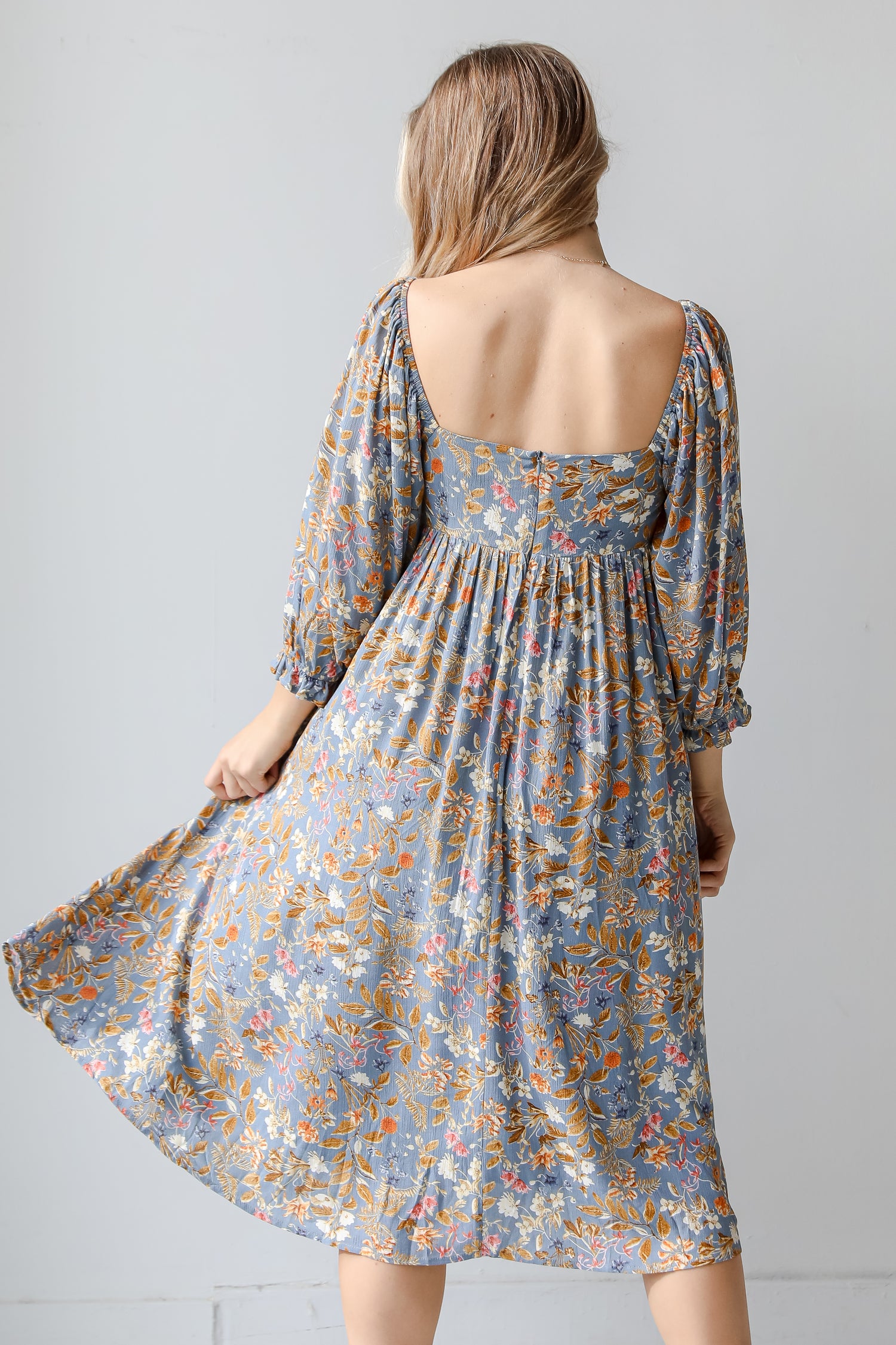 Floral Midi Dress back view