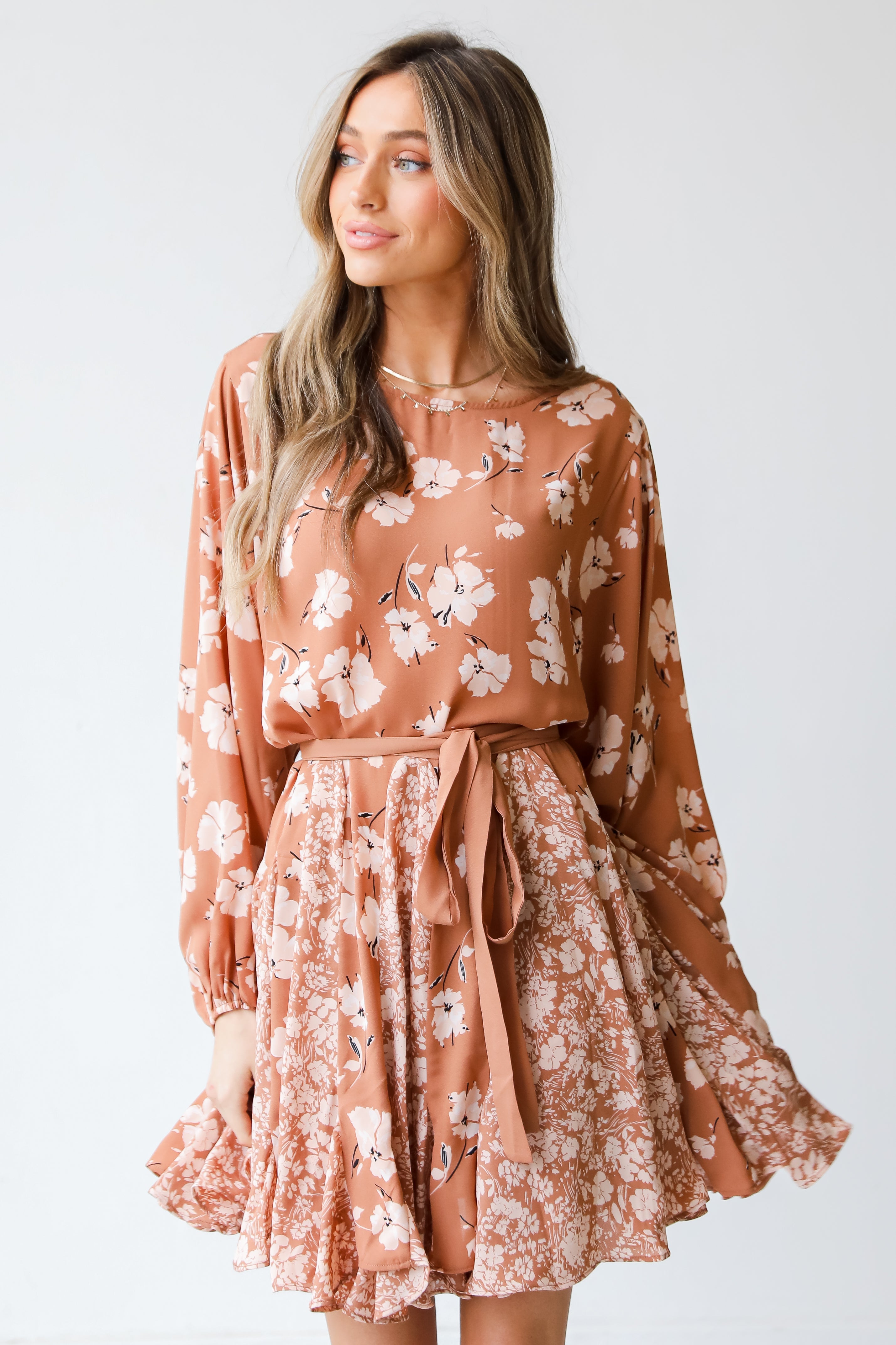 mauve Floral Mini Dress