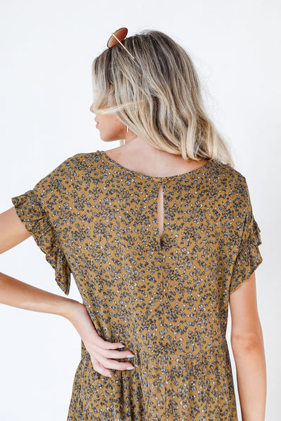 Floral Mini Dress in mustard back view
