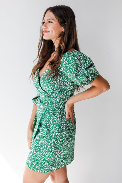green floral dress side view