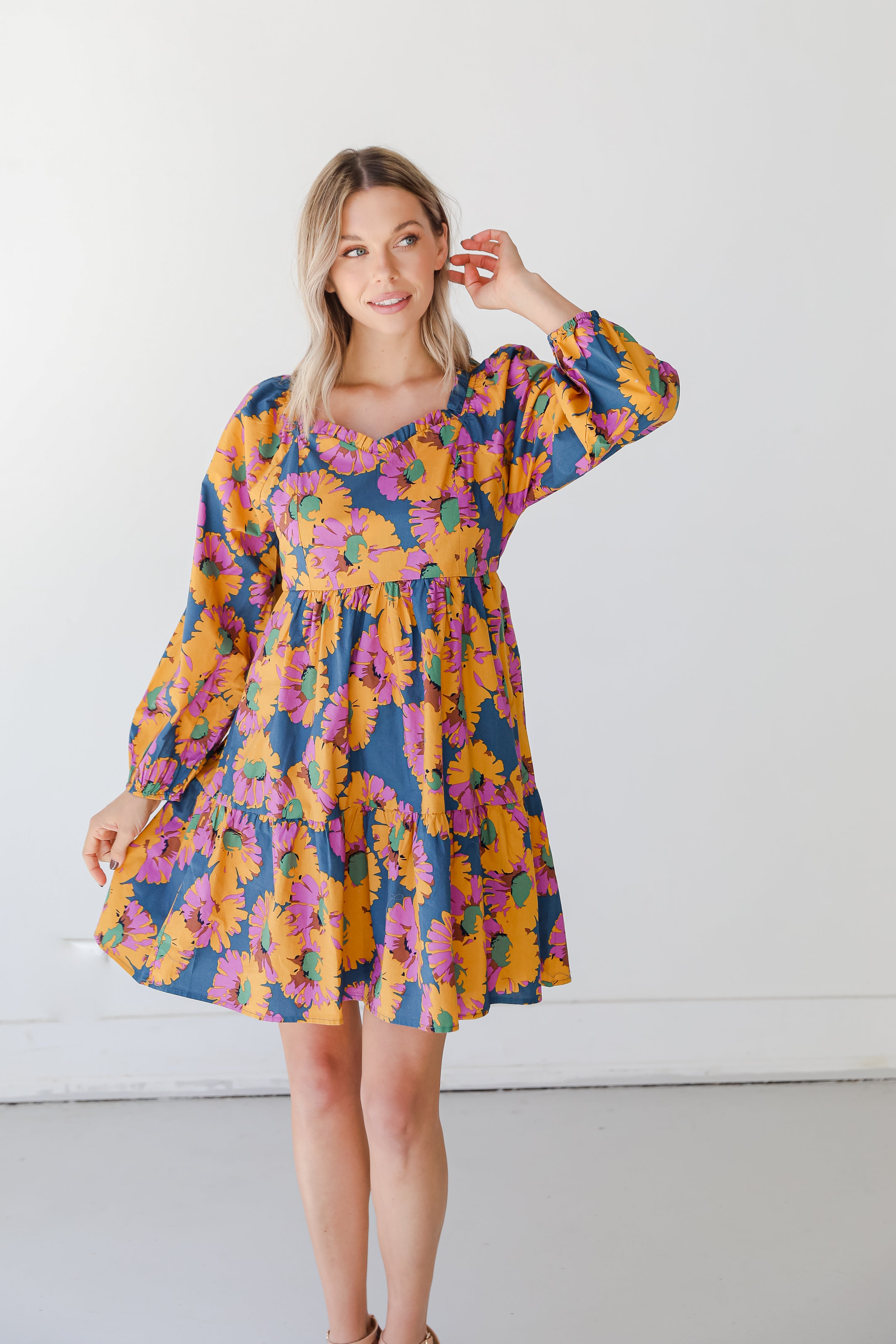 Floral Mini Dress on model