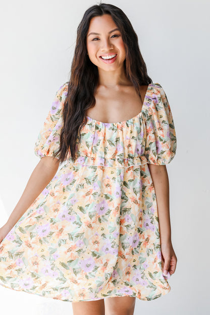 Floral Babydoll Mini Dress front view