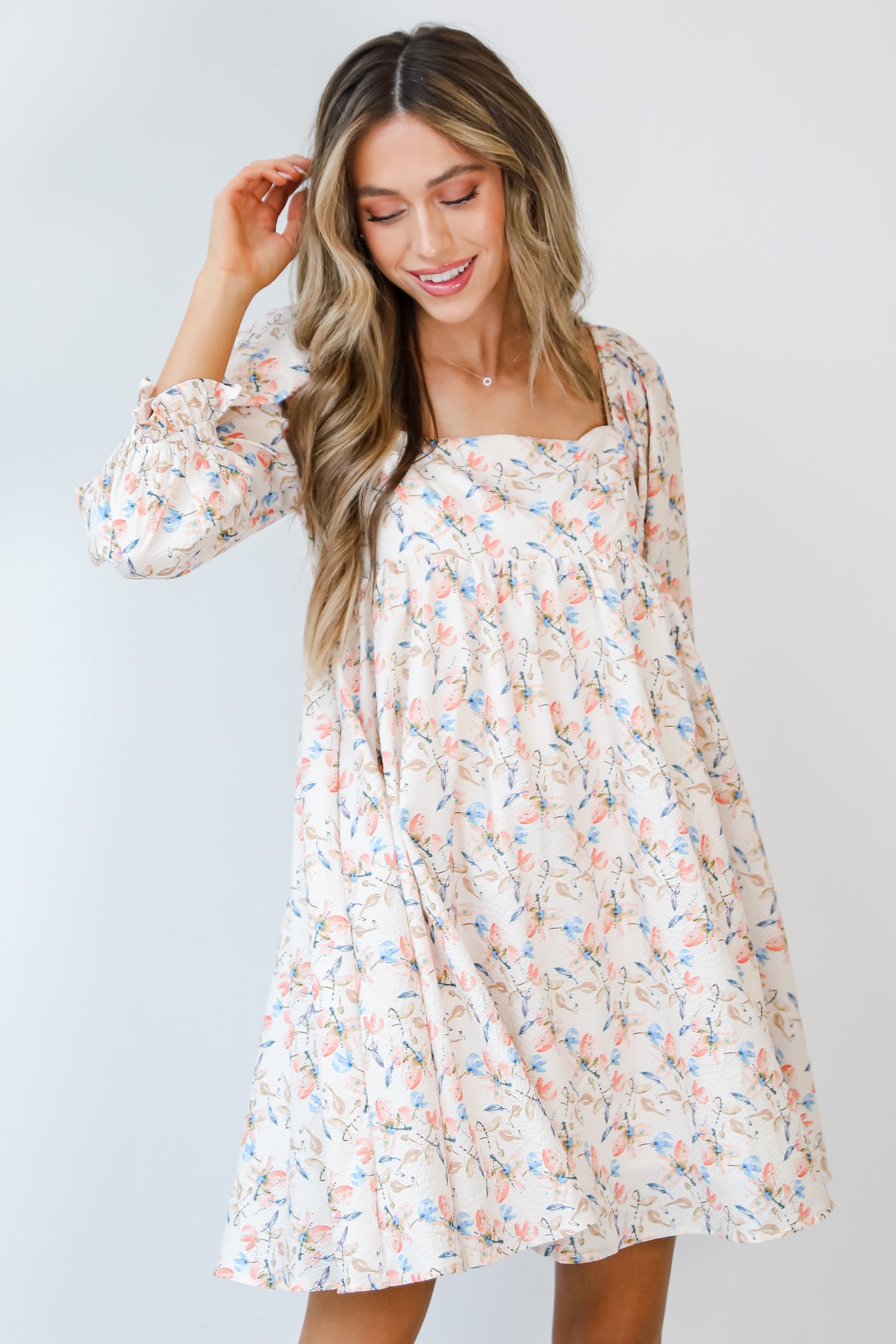 Floral Babydoll Mini Dress front view
