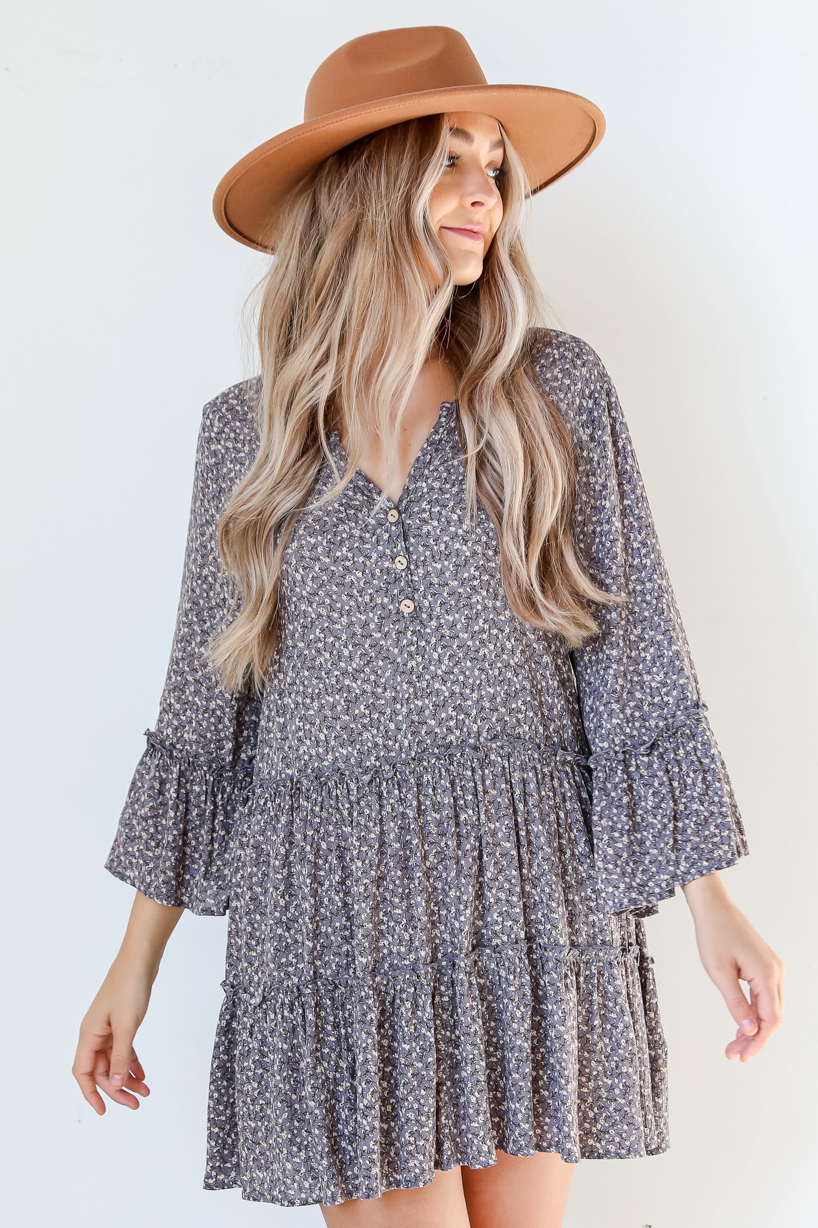 Floral Mini Dress on model