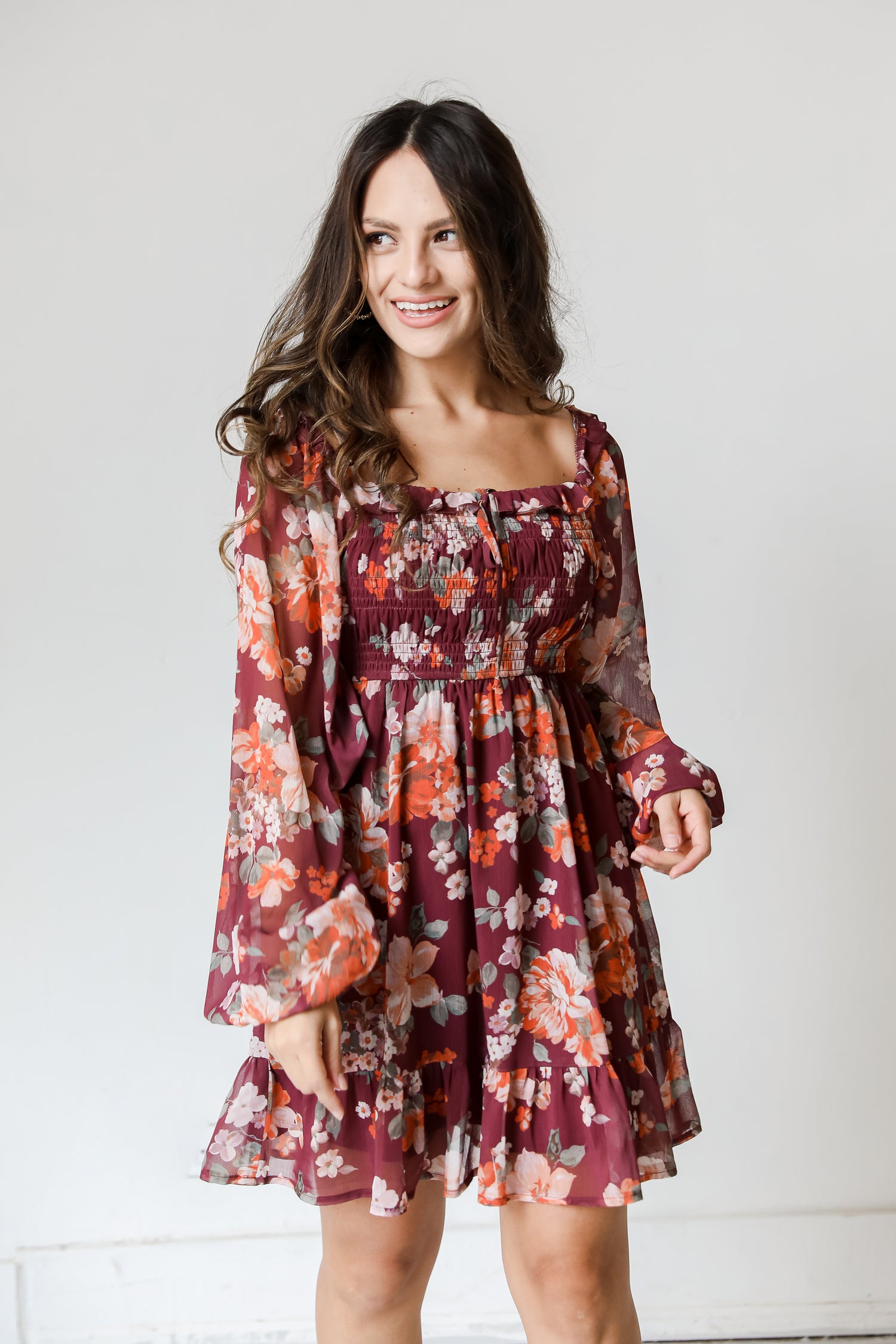 Floral Mini Dress on model