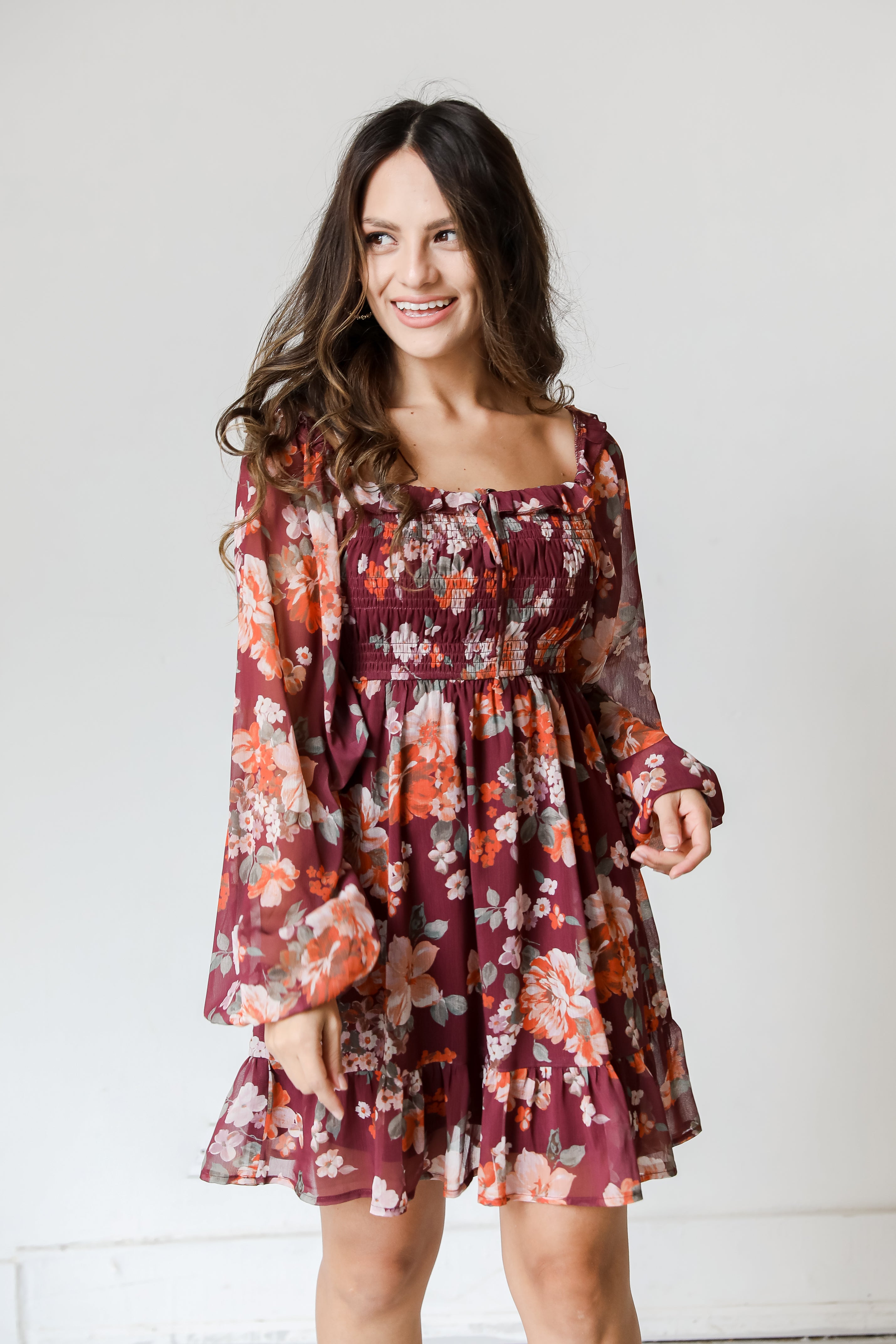 Floral Mini Dress on model