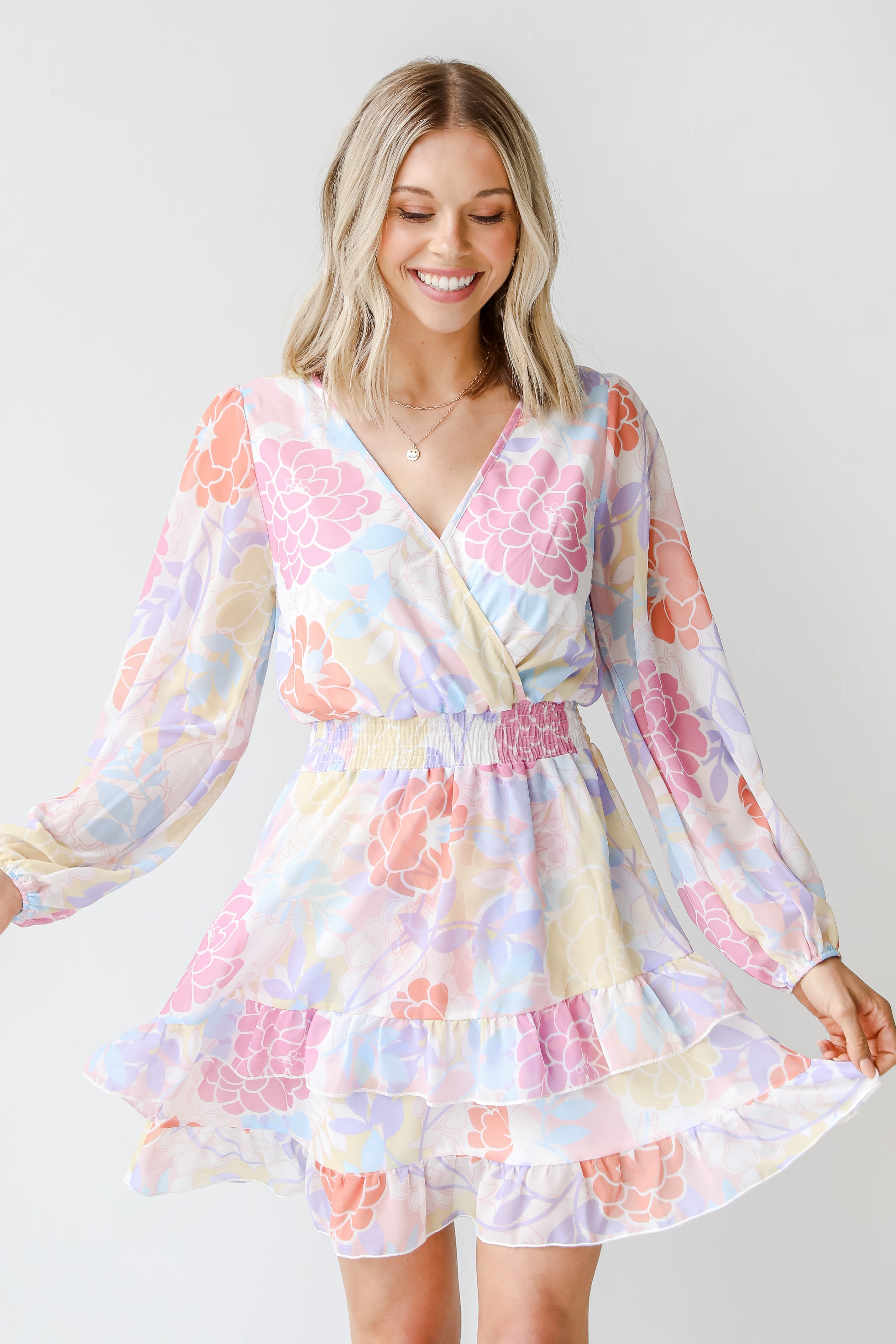 Floral Mini Dress on model