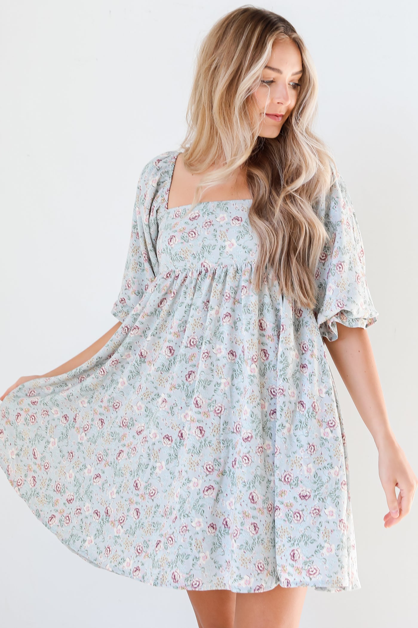 Floral Babydoll Mini Dress front view