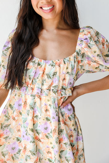 Floral Babydoll Mini Dress close up