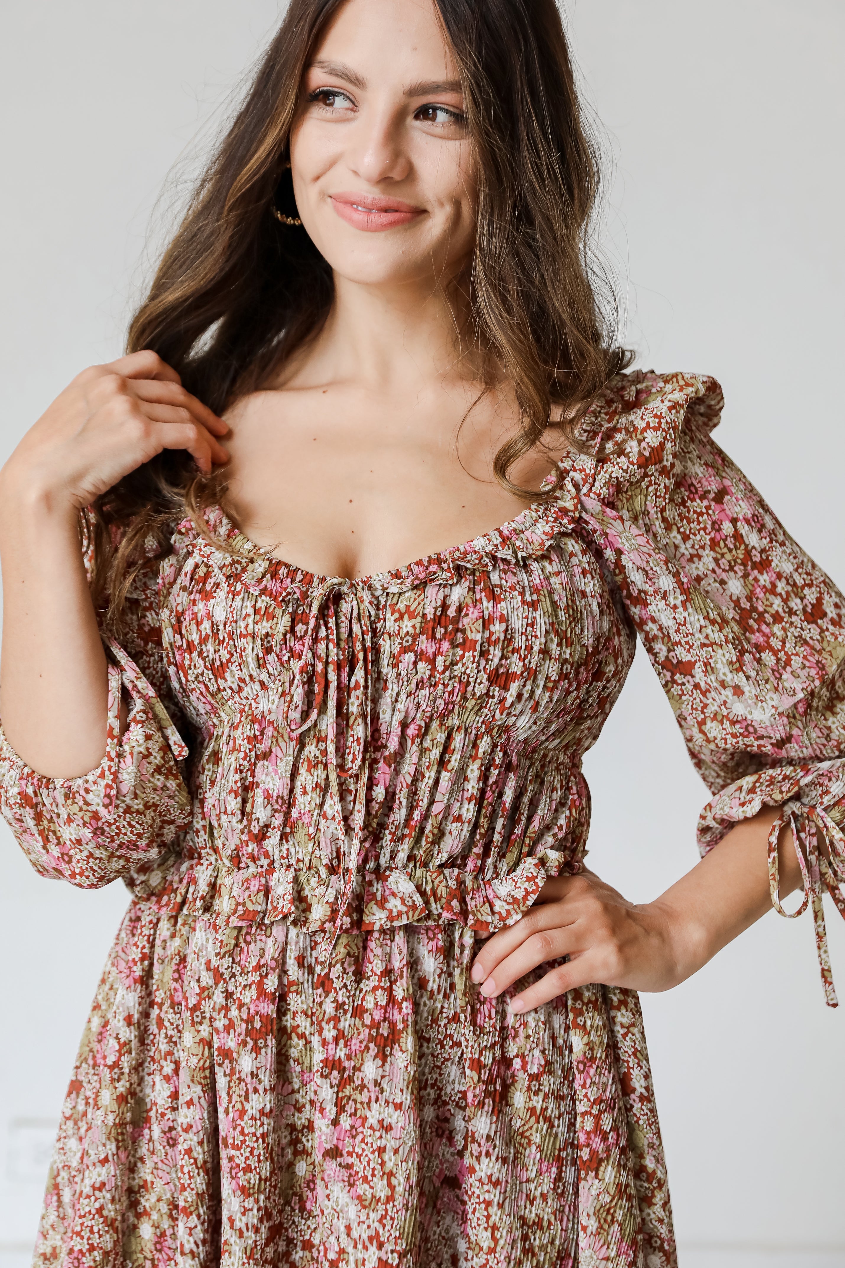 Floral Mini Dress on model