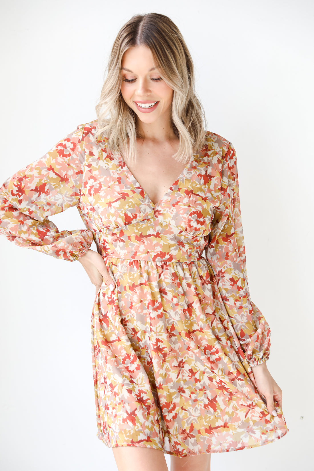 Floral Mini Dress on model