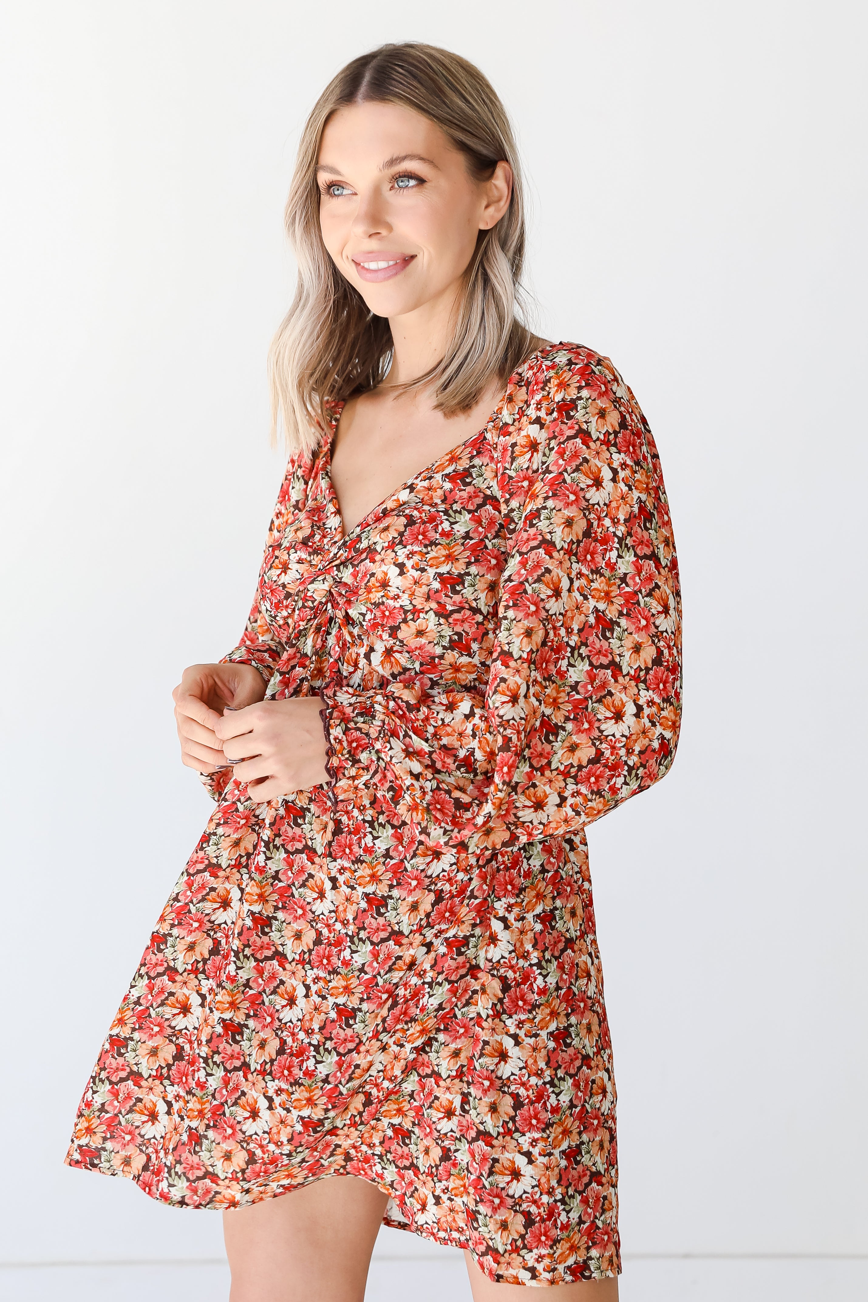 Floral Mini Dress on model