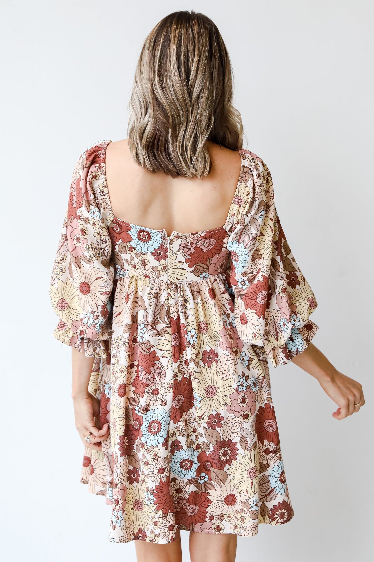 Floral Babydoll Mini Dress back view