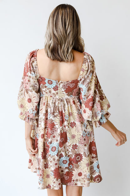 Floral Babydoll Mini Dress back view