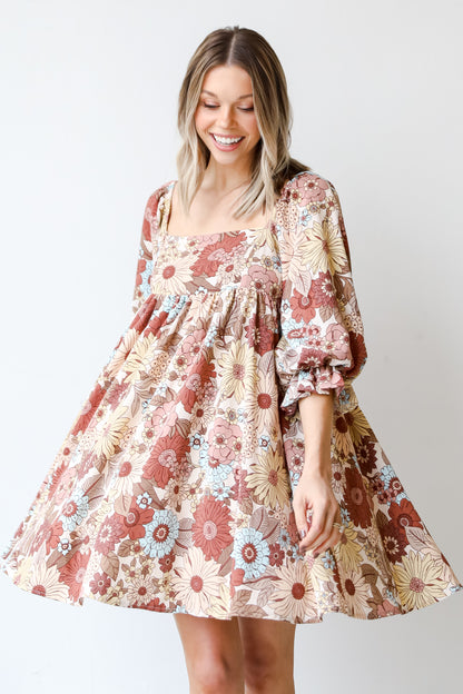 Floral Babydoll Mini Dress front view