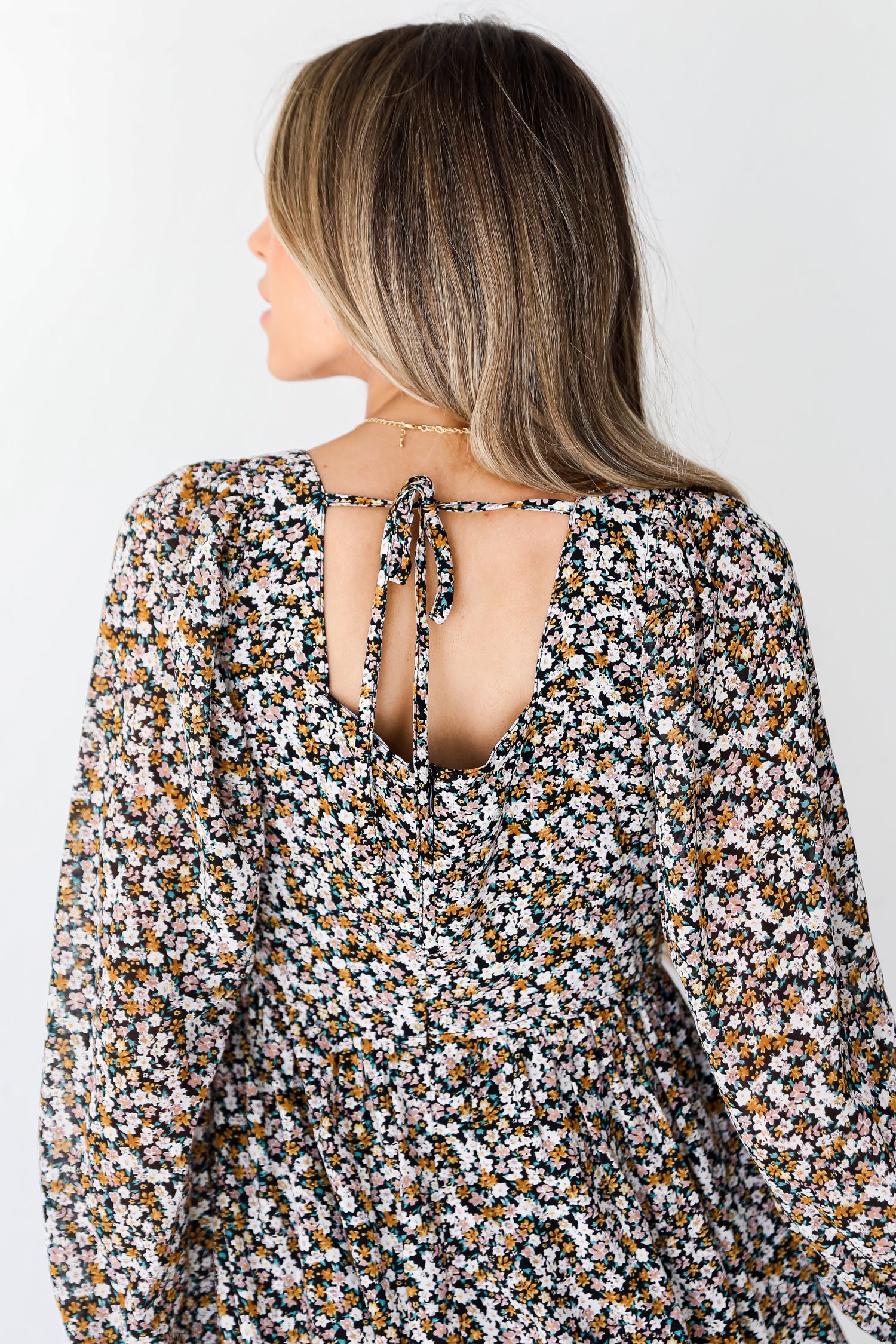 Floral Mini Dress back view close up