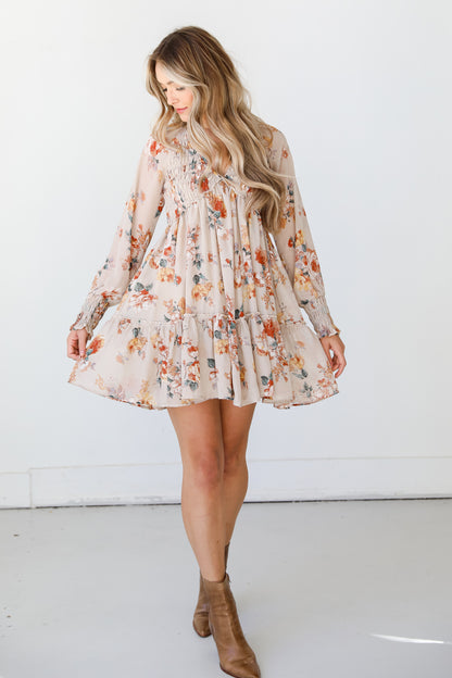 Floral Mini Dress on dress up model