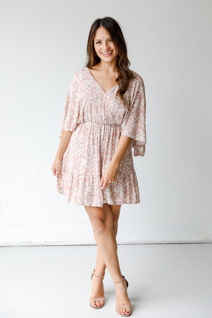 Floral Mini Dress on dress up model